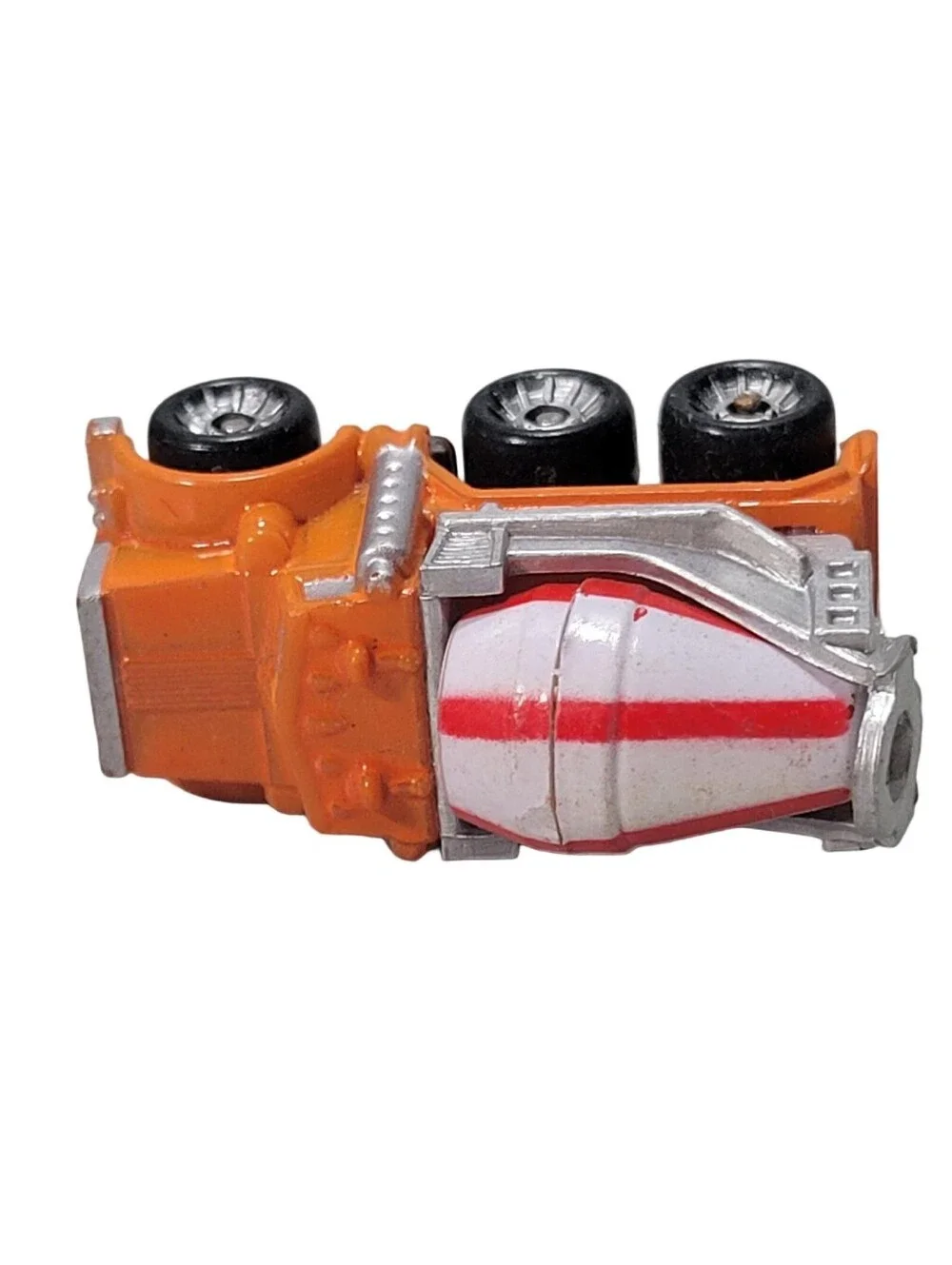Micro Machines Construction Cement Mixer Orange White Stripe Galoob 1987